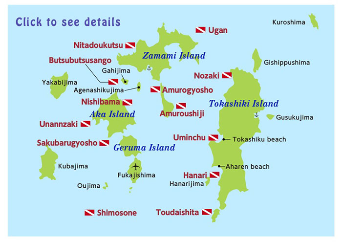 Click on the numbered dive sites for information!